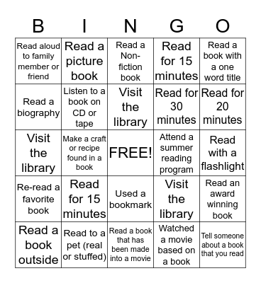 SUMMER READING Bingo Card