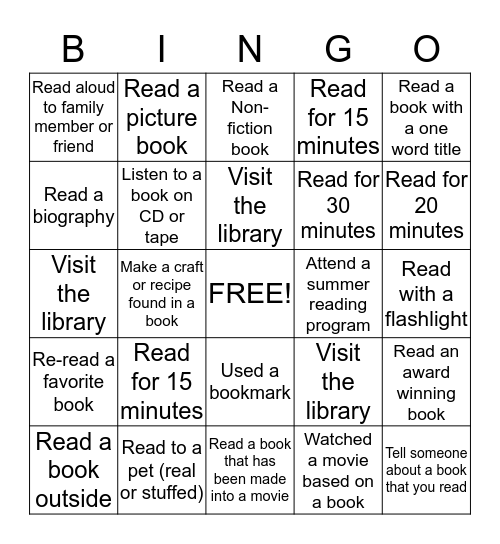 SUMMER READING Bingo Card