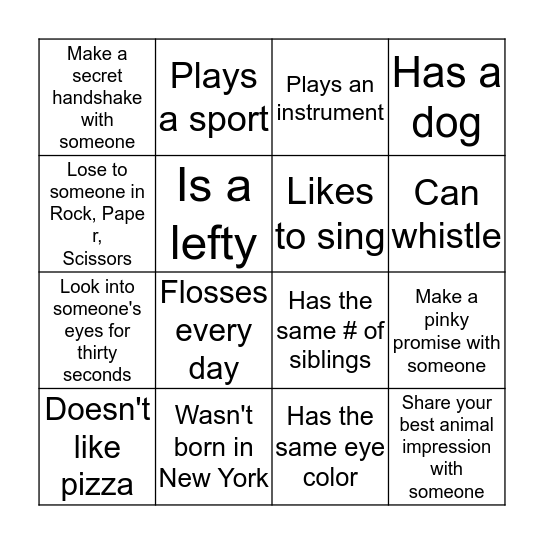 Human Bingo Card