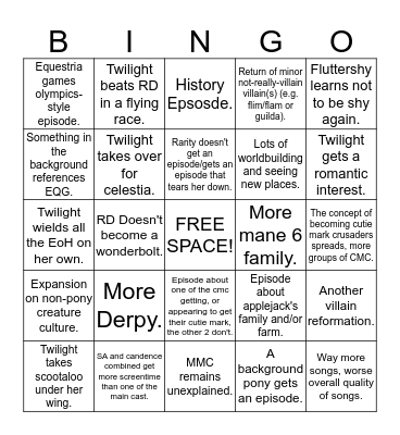 Season 4 BINGO! Bingo Card