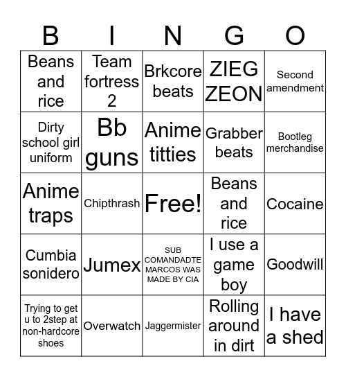 Paisathrash   Bingo Card