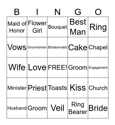 Wedding Bingo Card