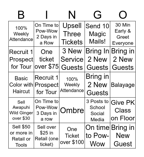 Future Professional Bingo Card