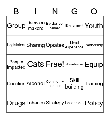 Community Health & Prevention Bingo Card