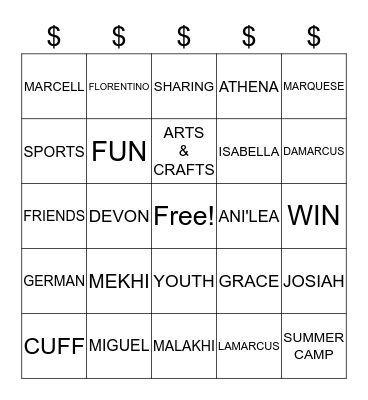 SUMMER CAMP 2017 Bingo Card