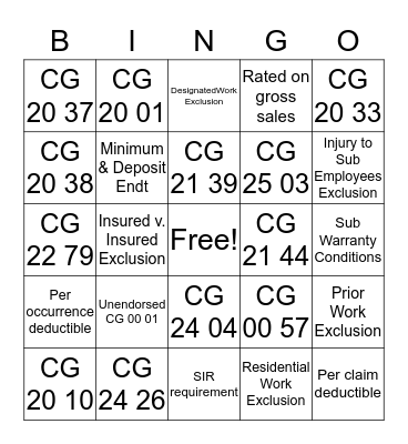 Endorsements & Negotiations for Contractors Bingo Card