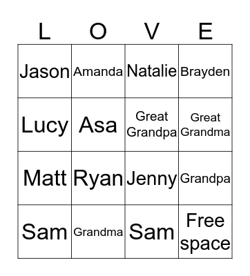 FAMILY BINGO Card