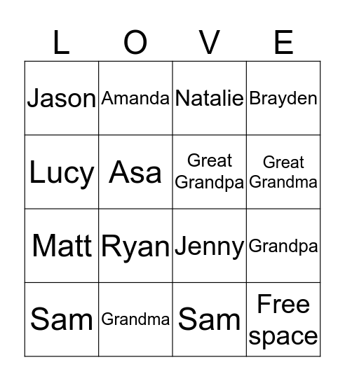 FAMILY BINGO Card