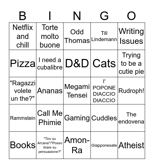 Phimie Bingo Card