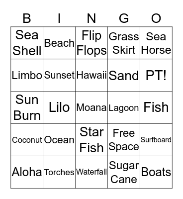 PT LUAU Bingo Card