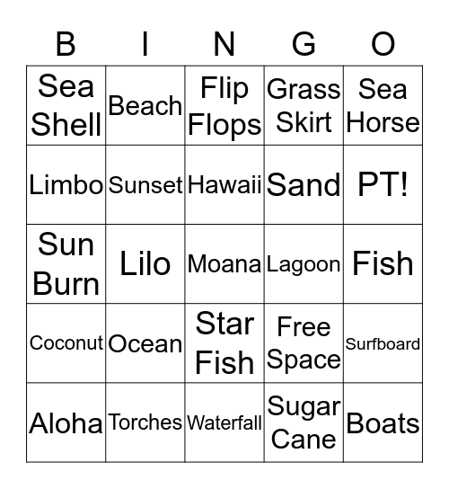 PT LUAU Bingo Card
