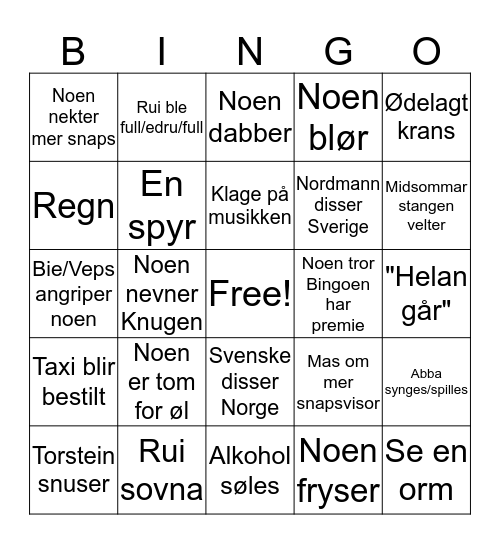 MidsommarBingo! Bingo Card
