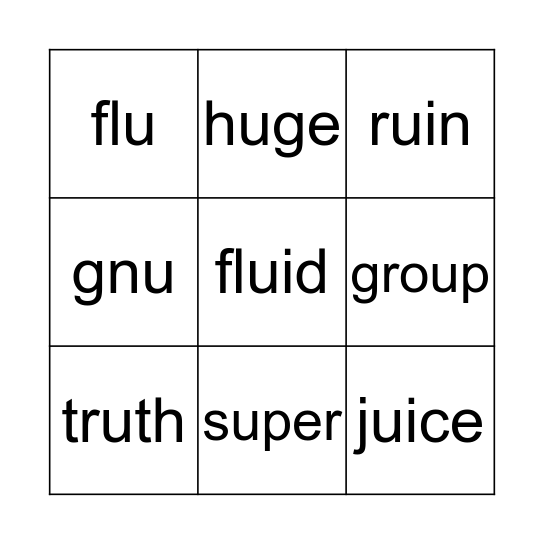 Spelling Bingo Card