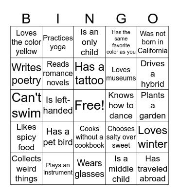 Community Services Division Meeting  Bingo Card
