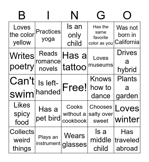 Community Services Division Meeting  Bingo Card