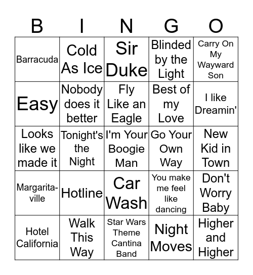 Top Hits of 1977 Bingo Card