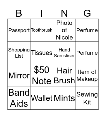 Bridal Bingo Card