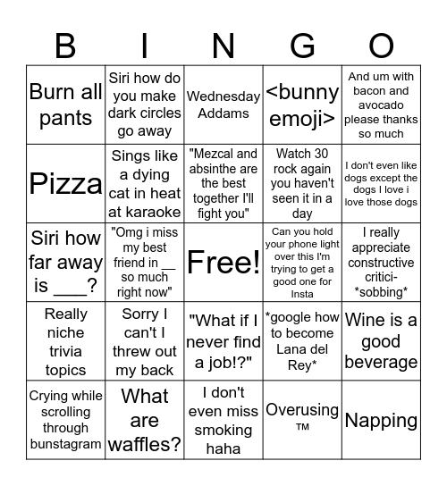 Vlada Bingo Card