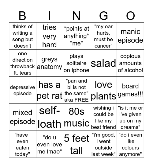 Cass Bingo Card