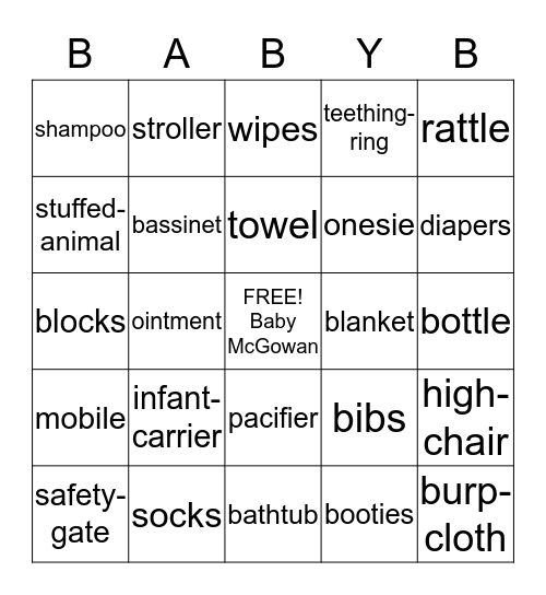 Baby Shower Bingo Card