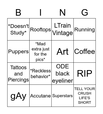Mollie! :D Bingo Card