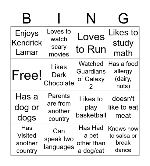 7th grade Issues and Choices Check In  Bingo Card