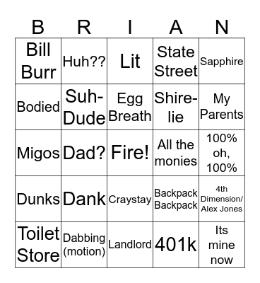 Brian Bingo Card