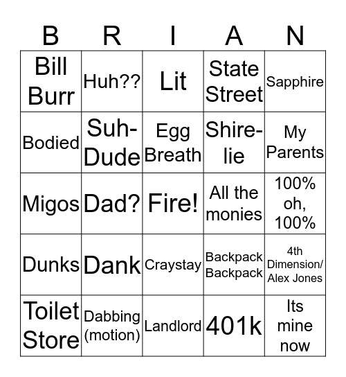 Brian Bingo Card
