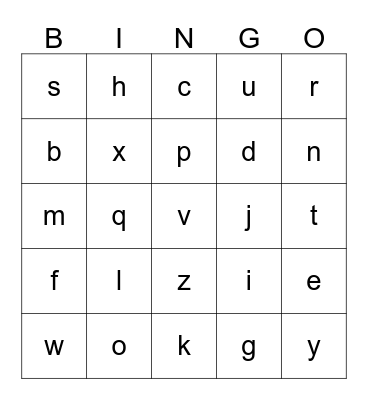 ABC Bingo Card