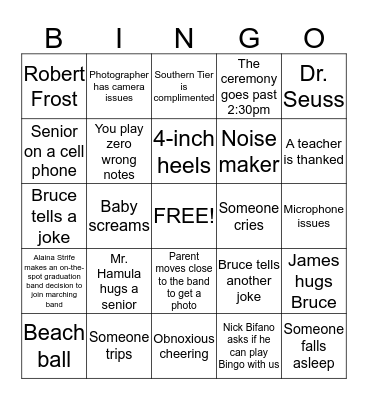 Graduation Bingo! Bingo Card