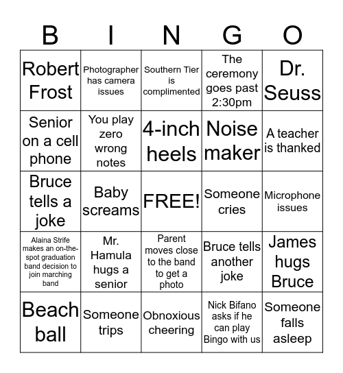 Graduation Bingo! Bingo Card