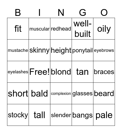 Appearance Bingo Card