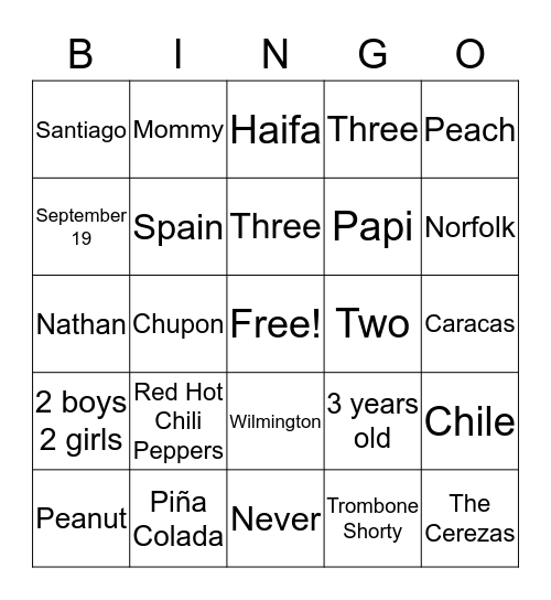 BABY CHERRY BINGO Card