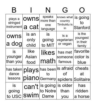 Find Someone Who . . . Bingo Card