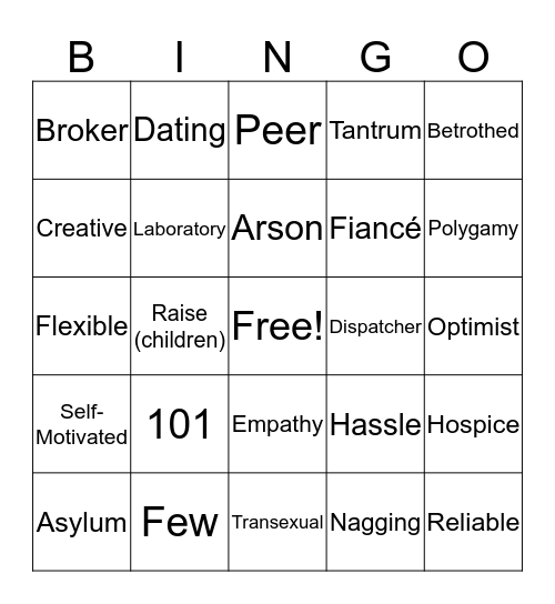 Conversational English 1 Bingo Card