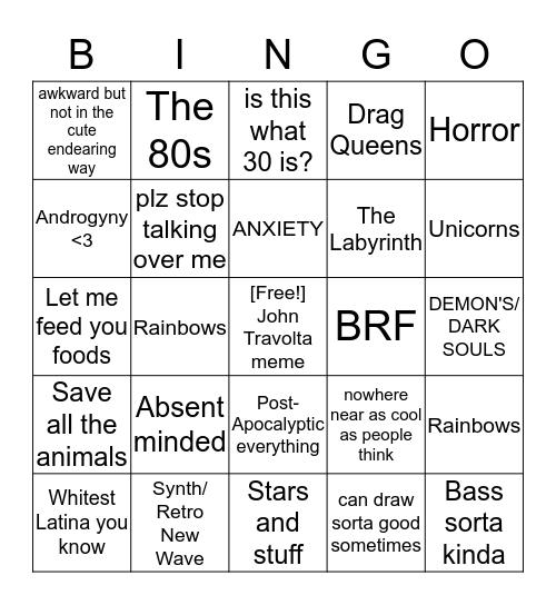 like the drink, not the ball Bingo Card