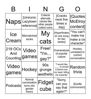 Marie Bingo! Bingo Card