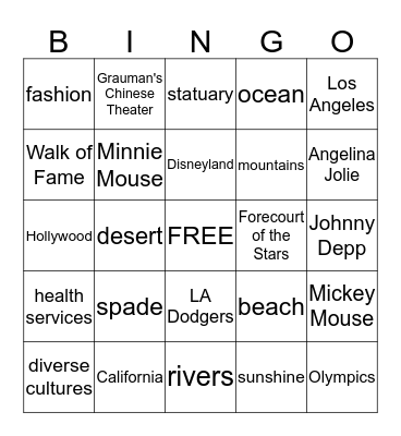 Los Angeles Bingo Card