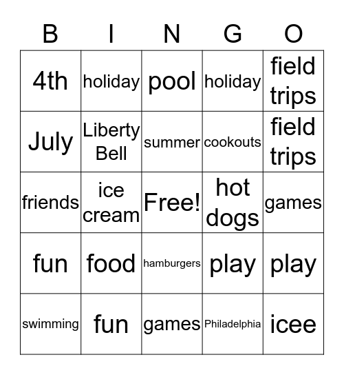 Independence Day Bingo Card