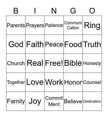 CIERA'S BRIDAL BINGO BOARD  Bingo Card