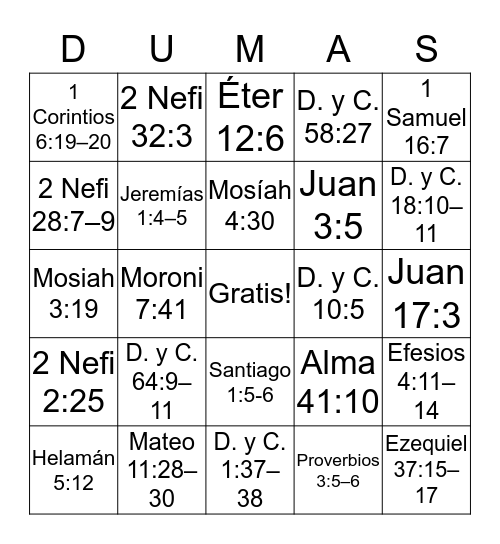 ¿Que dice las escrituras? Bingo Card