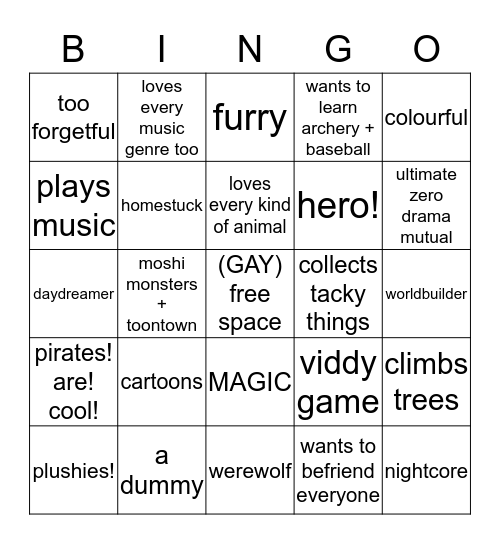 kits Bingo Card