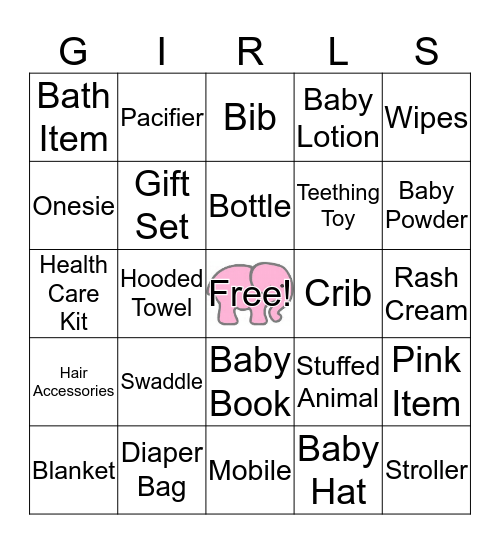 Baby Shower Bingo Card