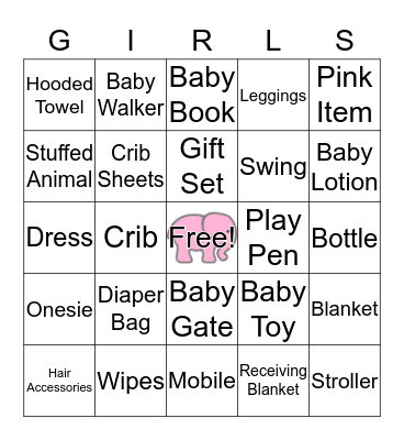 Baby Shower Bingo Card