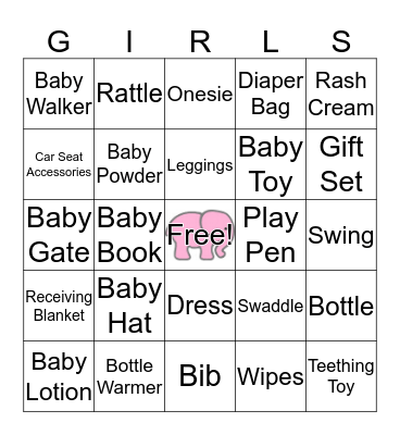 Baby Shower Bingo Card