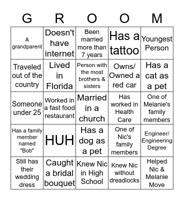 Nic & Melanie's Couples Shower Bingo Card