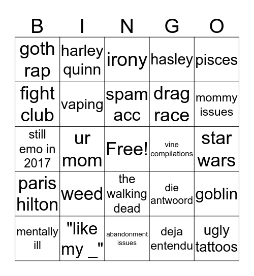 Liz sllmjesus Bingo Card