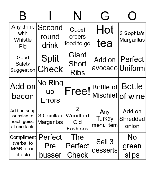 WR BINGO Card