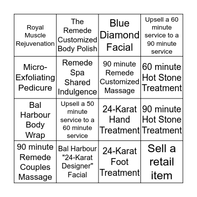 Remede Spa Bingo Card