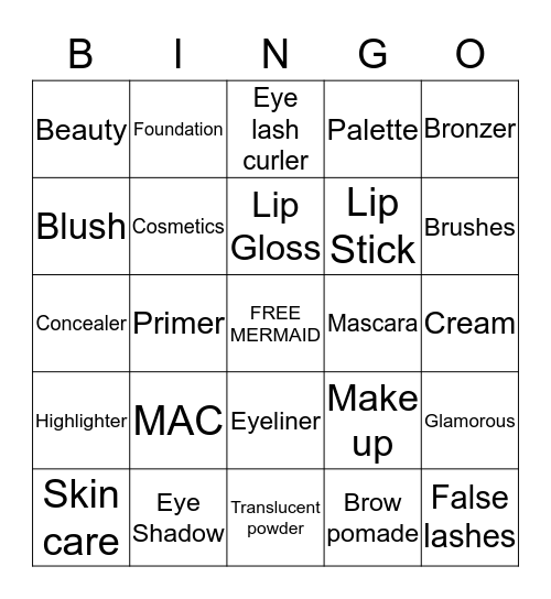 Makeup BINGO Card